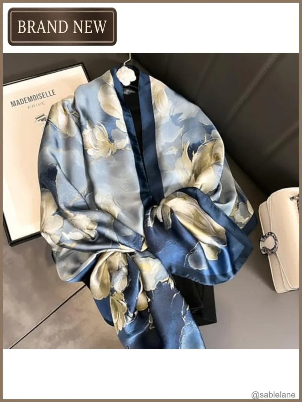 Large Satin Scarf for Women, Lightweight Shawl Wrap, Silky Feel, 70x35 Inches